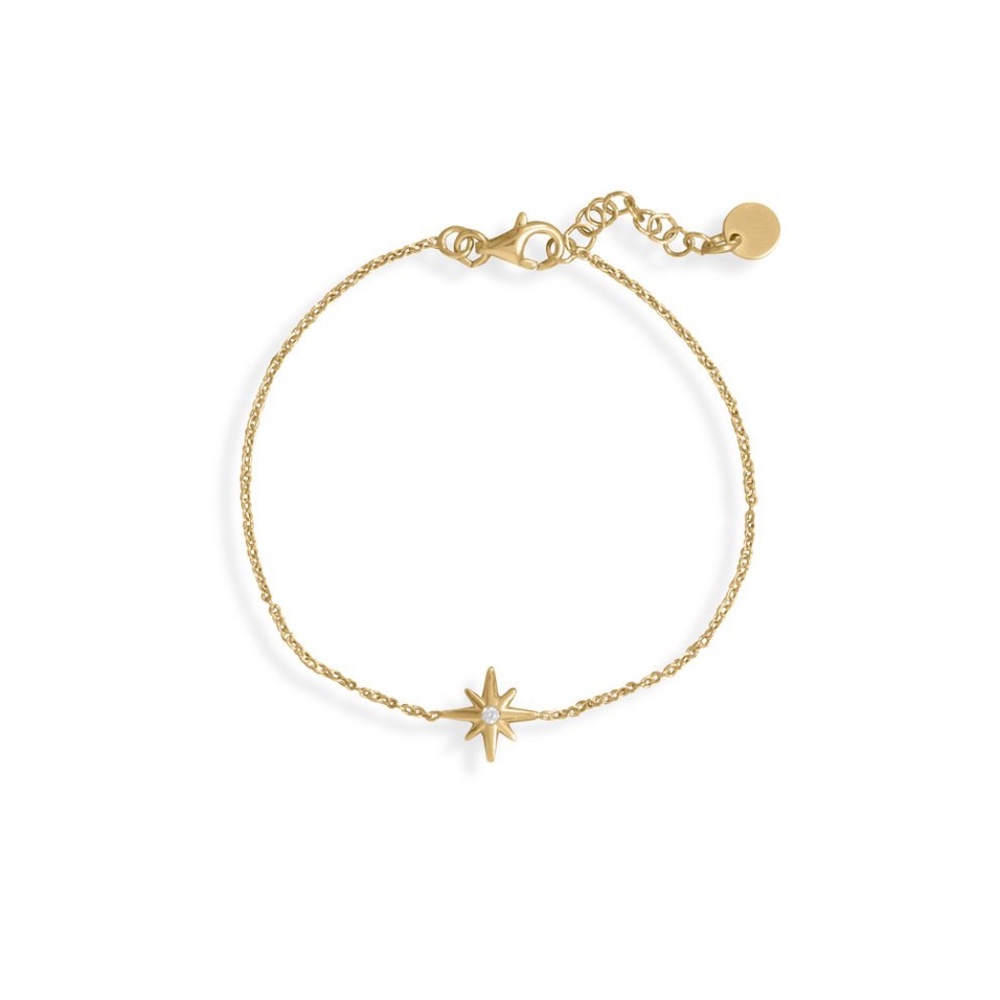 14 Karat Gold Plated CZ Star Bracelet